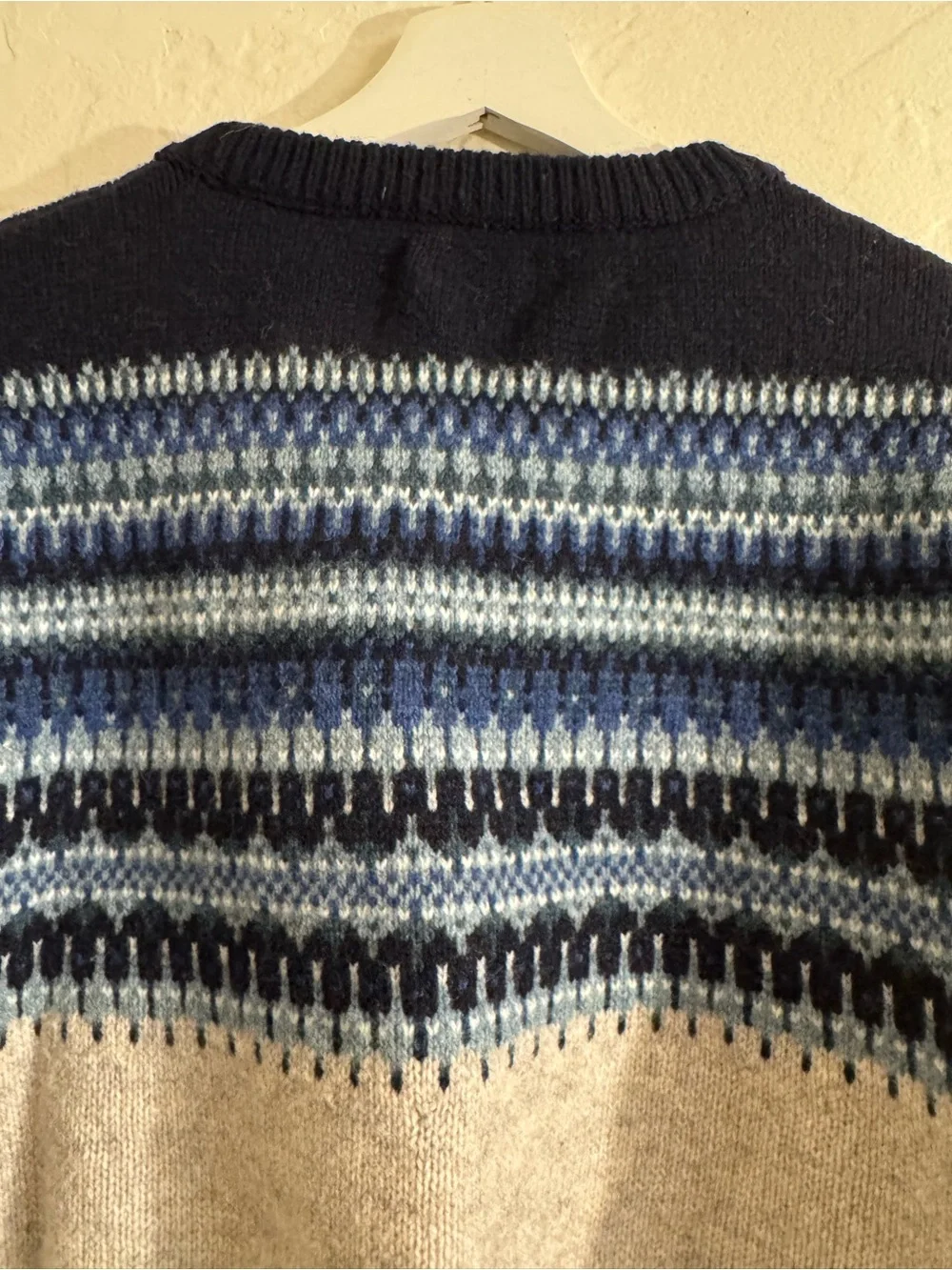 J.Crew Men’s 100% Lambswool Fair Isle Sweater Gray Blue Size L